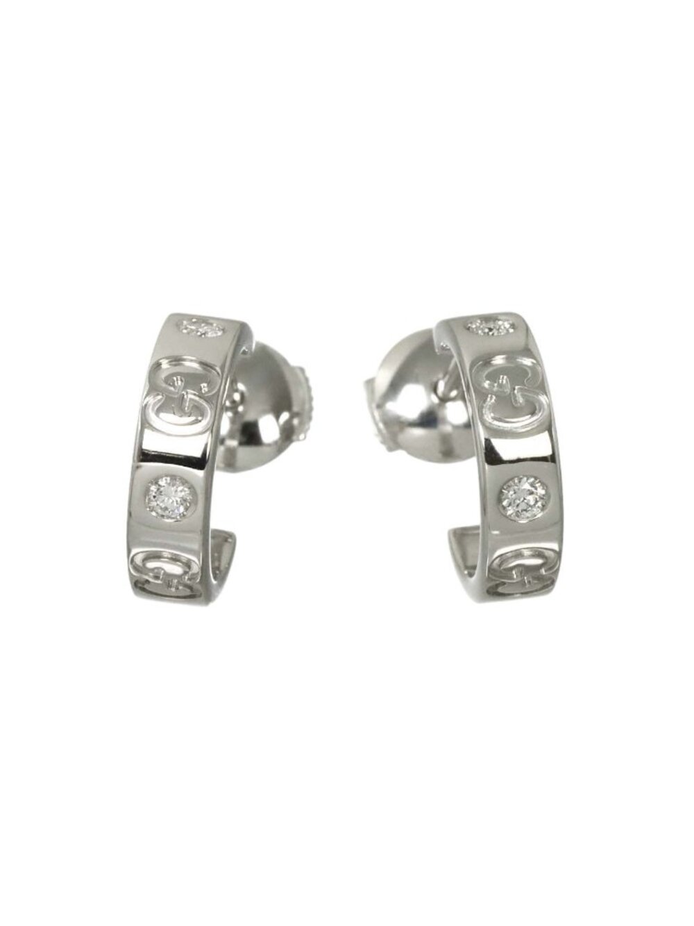 Gucci Icon Diamond Earrings 18k White Gold